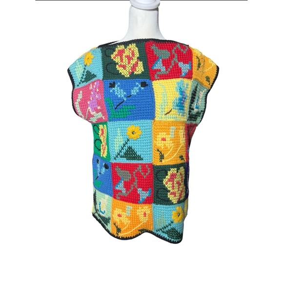 Vtg Forecast afghan crotchet pattern sweater vest teacher nature Sz L Wool - Picture 4 of 5